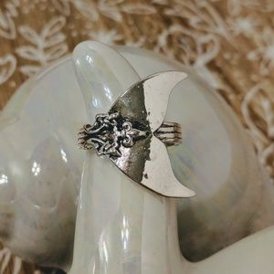Scroll-Detailed Silver Mermaid Tail Ring